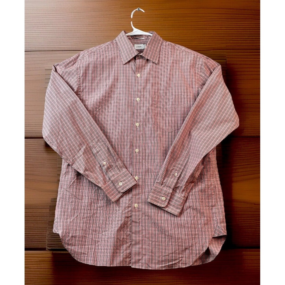 J Crew Red Plaid 80's 2-Ply Long Sleeve Button Up Shirt Size Medium‎ 15-15 1/2